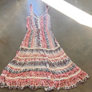 American Rag Red and Blue Floral Maxi Dress size L